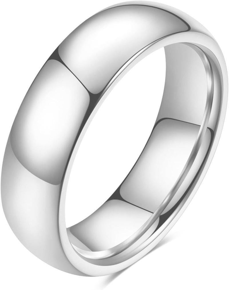 VQYSKO Tungsten Wedding Band Ring for Men Women | 2mm 4mm 6mm 8mm Gold Domed Tungsten Wedding Band Ring for Men Women High Polish Comfort Fit | Size 5-14 - Image 1